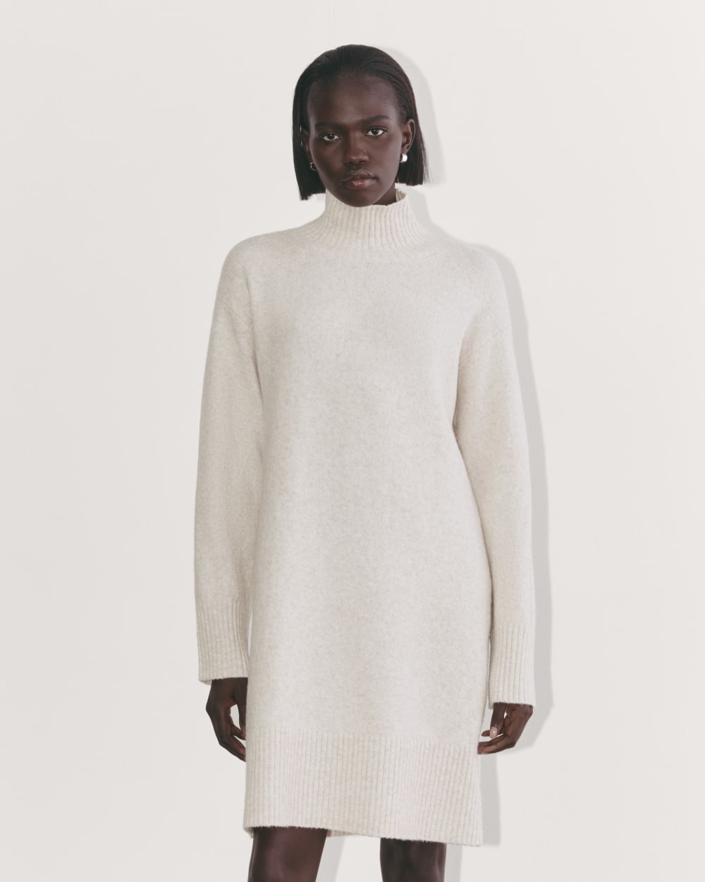 womens-luxe-cotton-sweater-dress-heathered-oat | primary