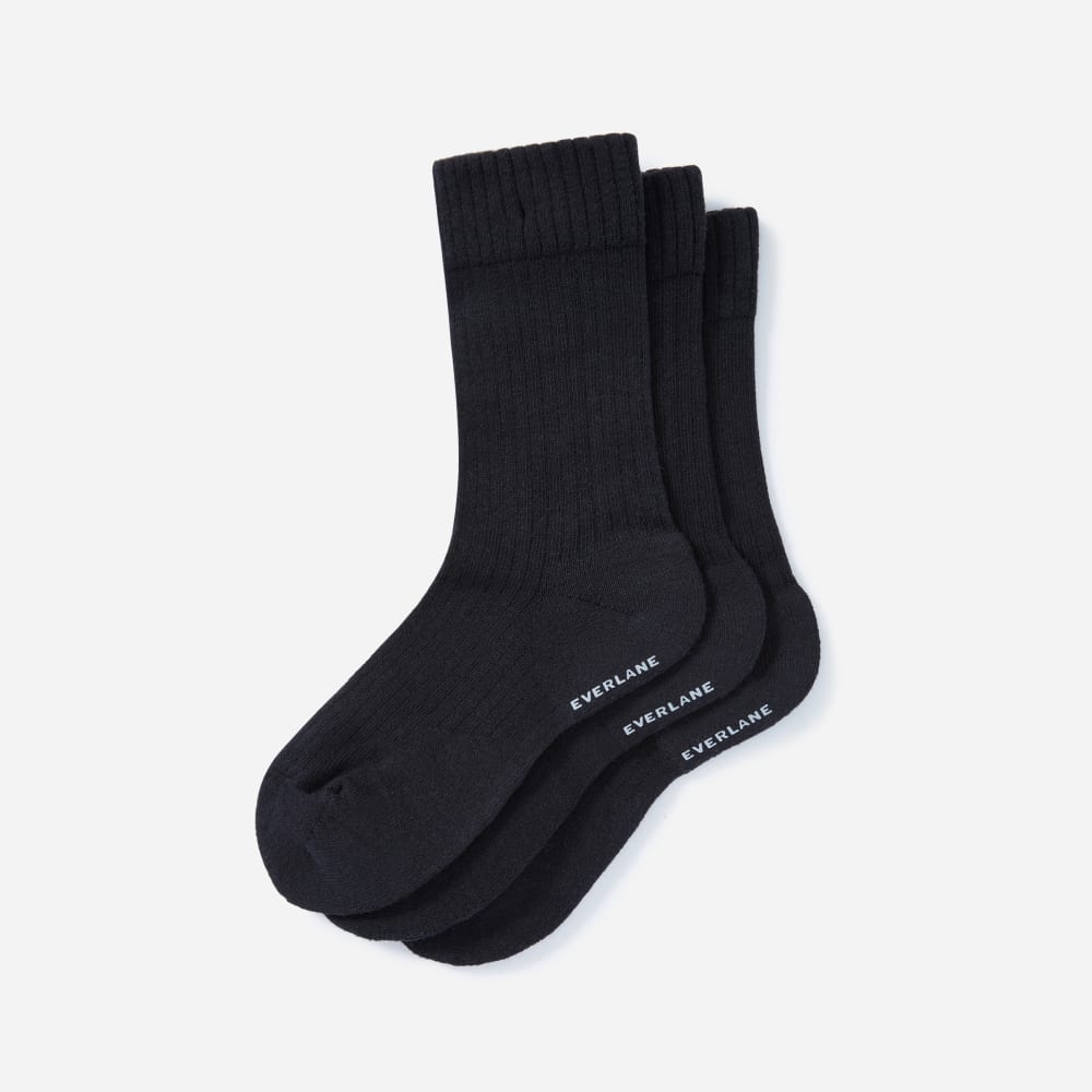 The Organic Cotton Ribbed Crew Sock 3-Pack | Black – Everlane