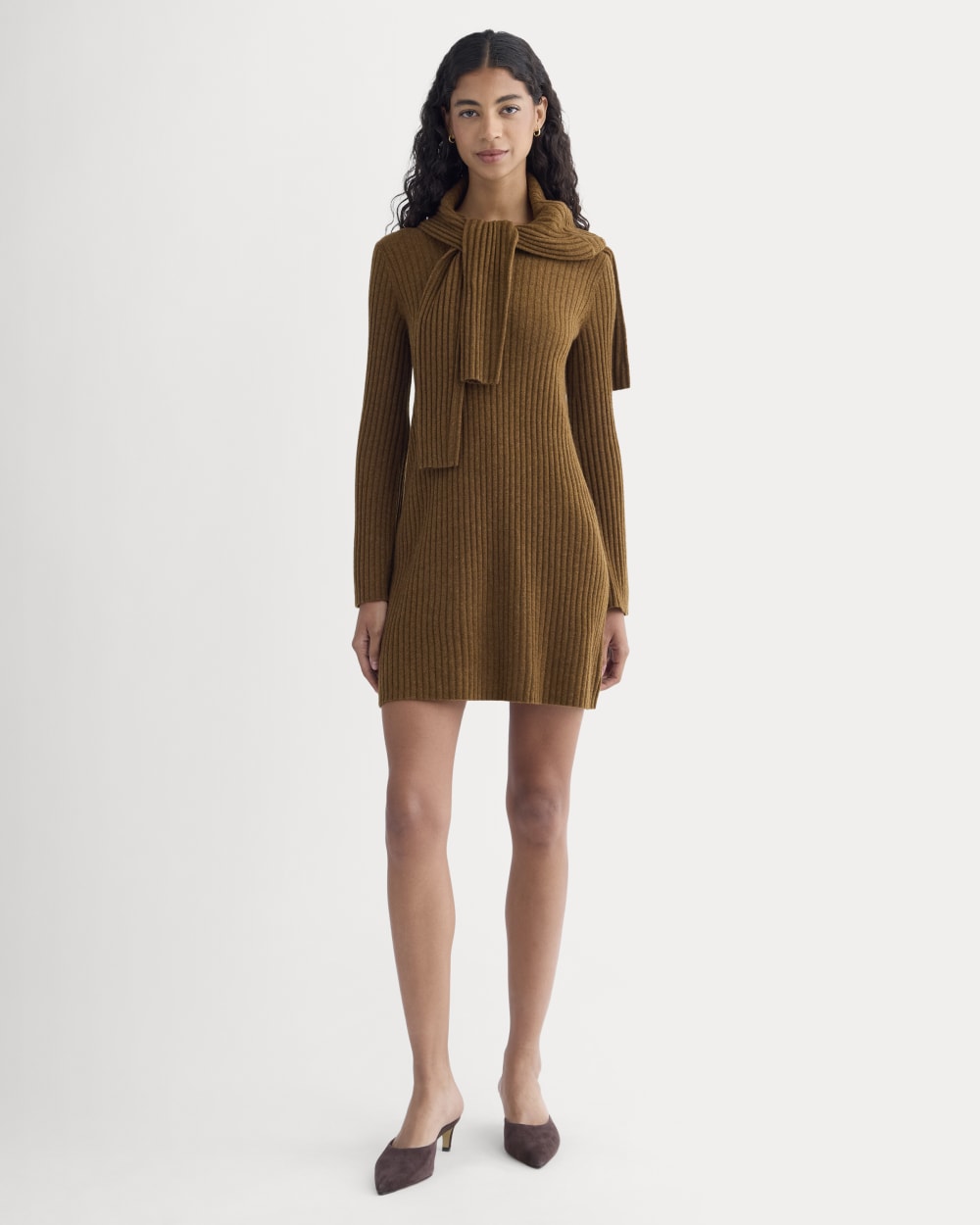 Everlane Cashmere Long-Sleeve Mini Dress In Heathered Toffee, Size XS Everlane Cashmere Long-Sleeve Mini Dress In Heathered Toffee, Size XS