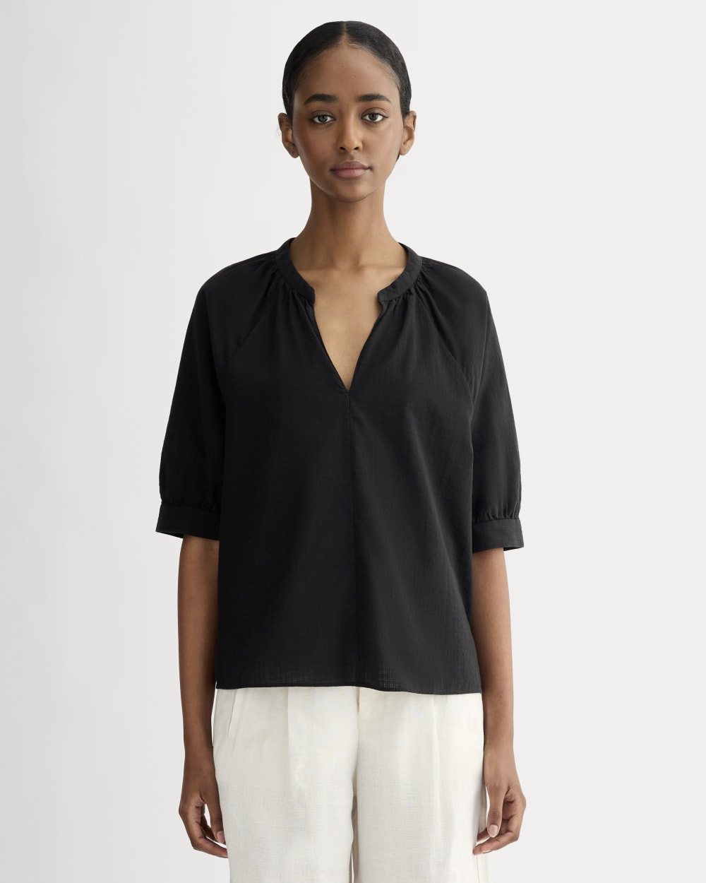 The Gauze Gathered Top | Black – Everlane