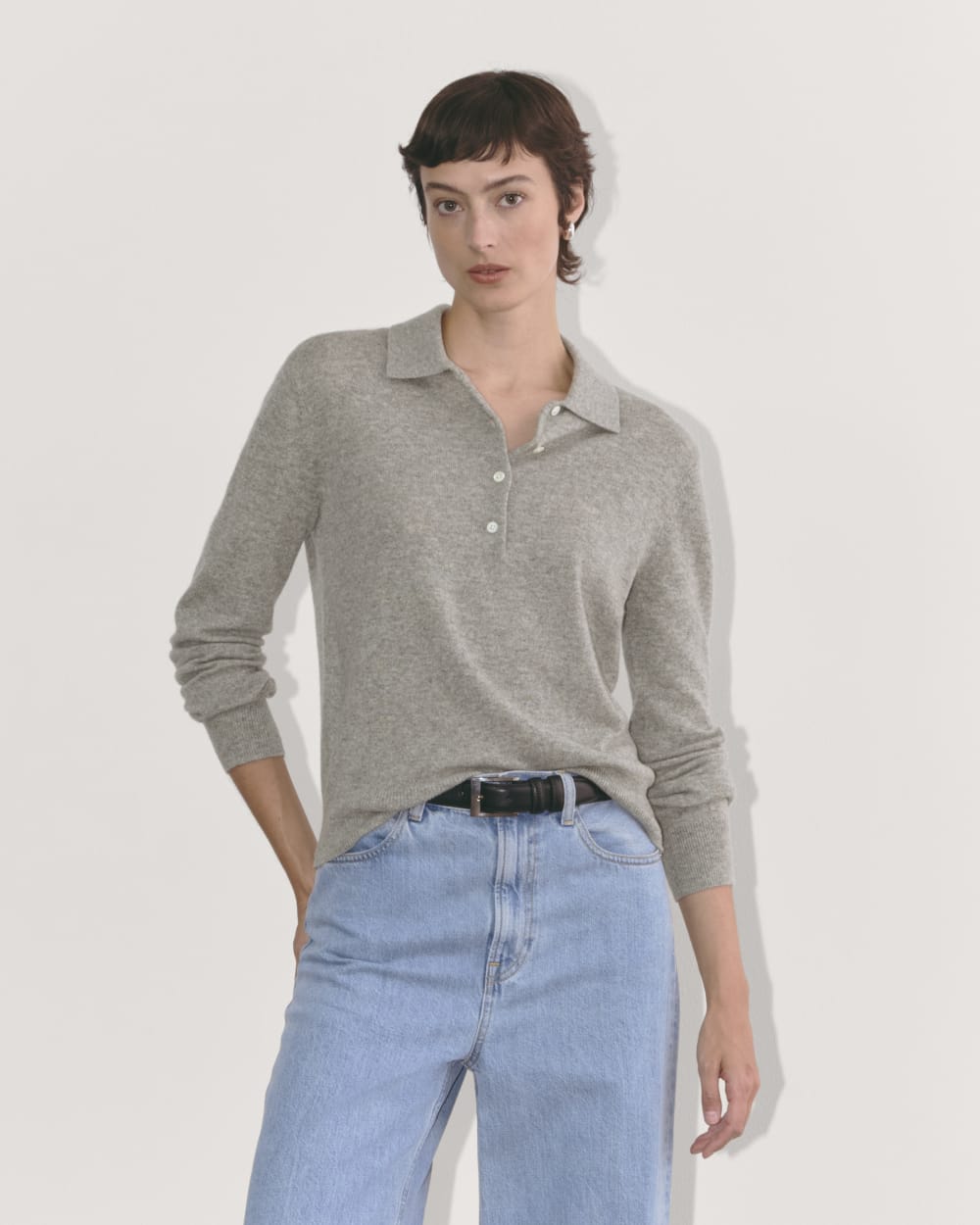 The Classic Polo in Cashmere Light Heather Grey – Everlane