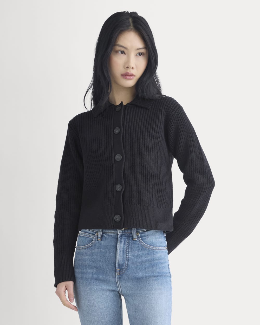 womens-shrunken-cardigan-everyday-cotton-black | primary