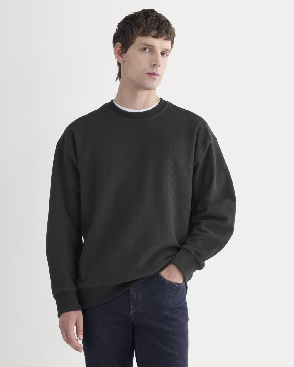 mens-twill-terry-jacquard-crew-black | primary