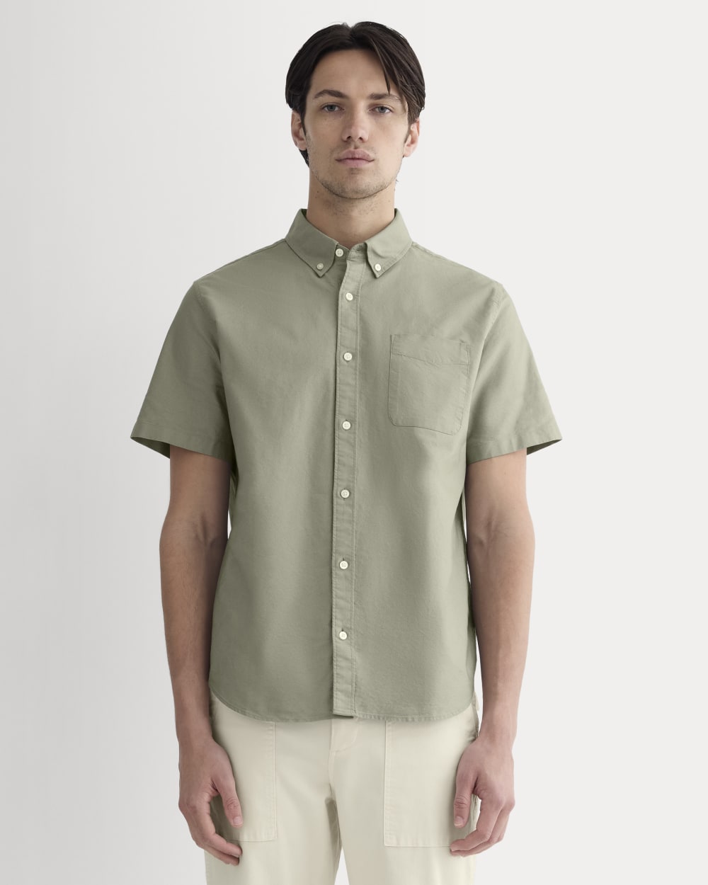Everlane Organic Short Sleeve Oxford Shirt in Sage Green, Size Xs Everlane Organic Short Sleeve Oxford Shirt in Sage Green, Size Xs