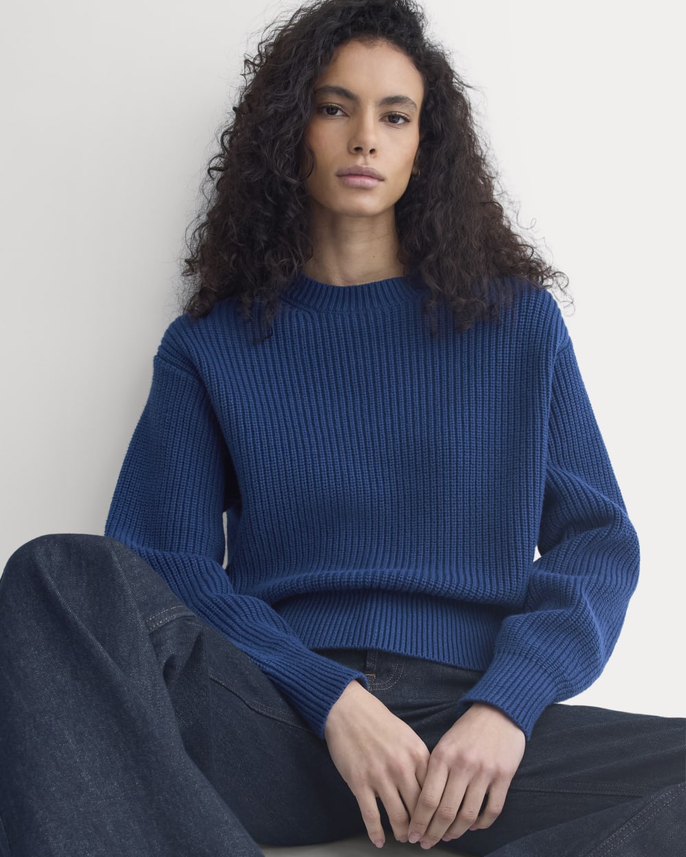 womens-cropped-ribbed-crew-cotton-estate-blue | primary