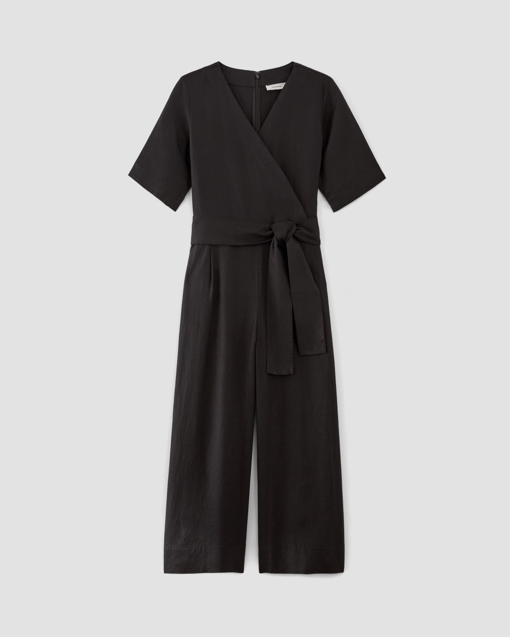 womens-linen-cross-front-jumpsuit-new-black | alt