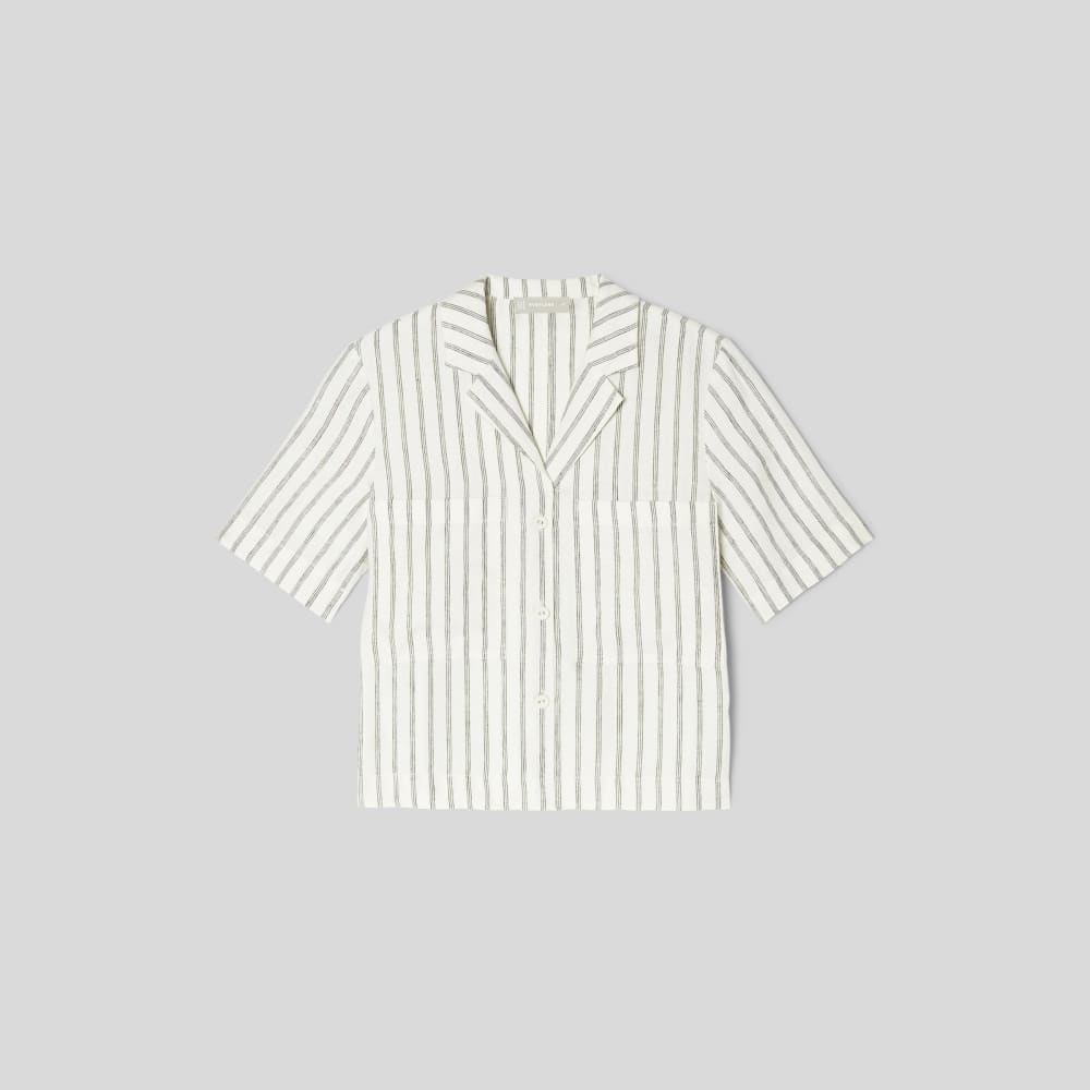 womens-linen-workwear-shirt-black-canvas-tan | alt