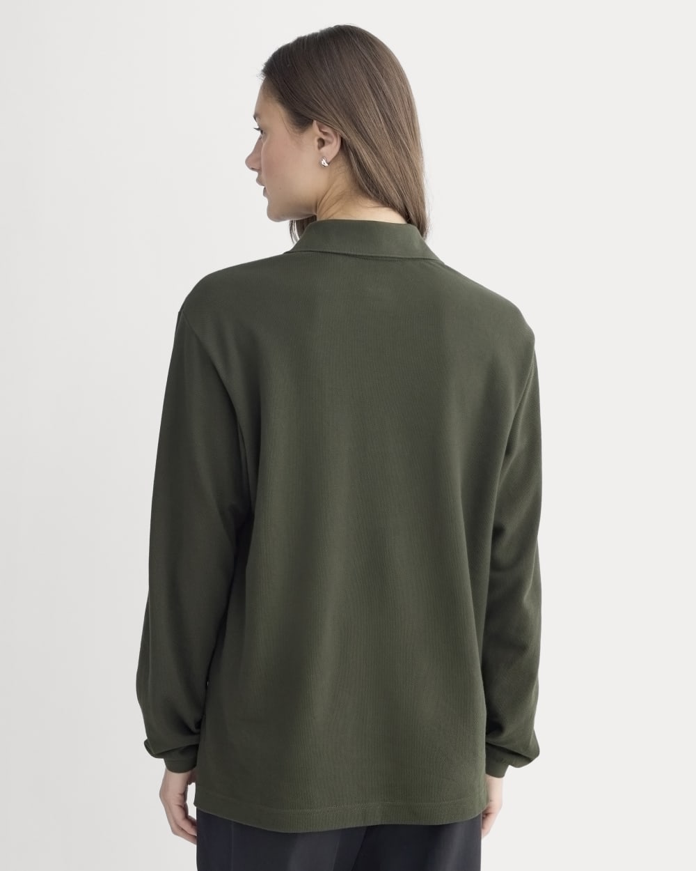 womens-oversized-pique-polo-dark-green