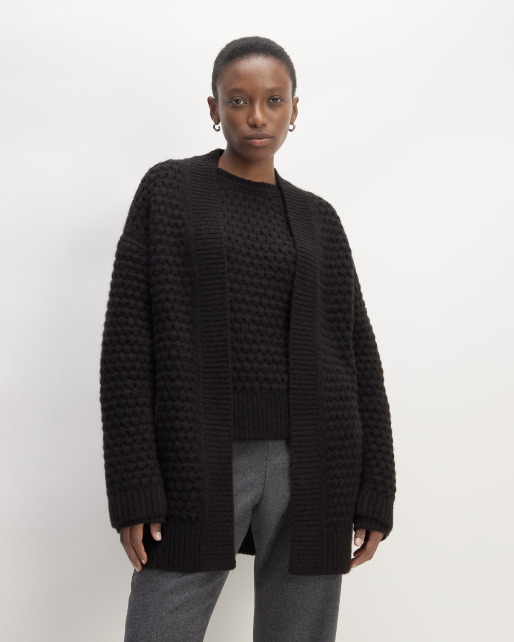 womens-cloud-oversized-textured-cardigan-black | primary