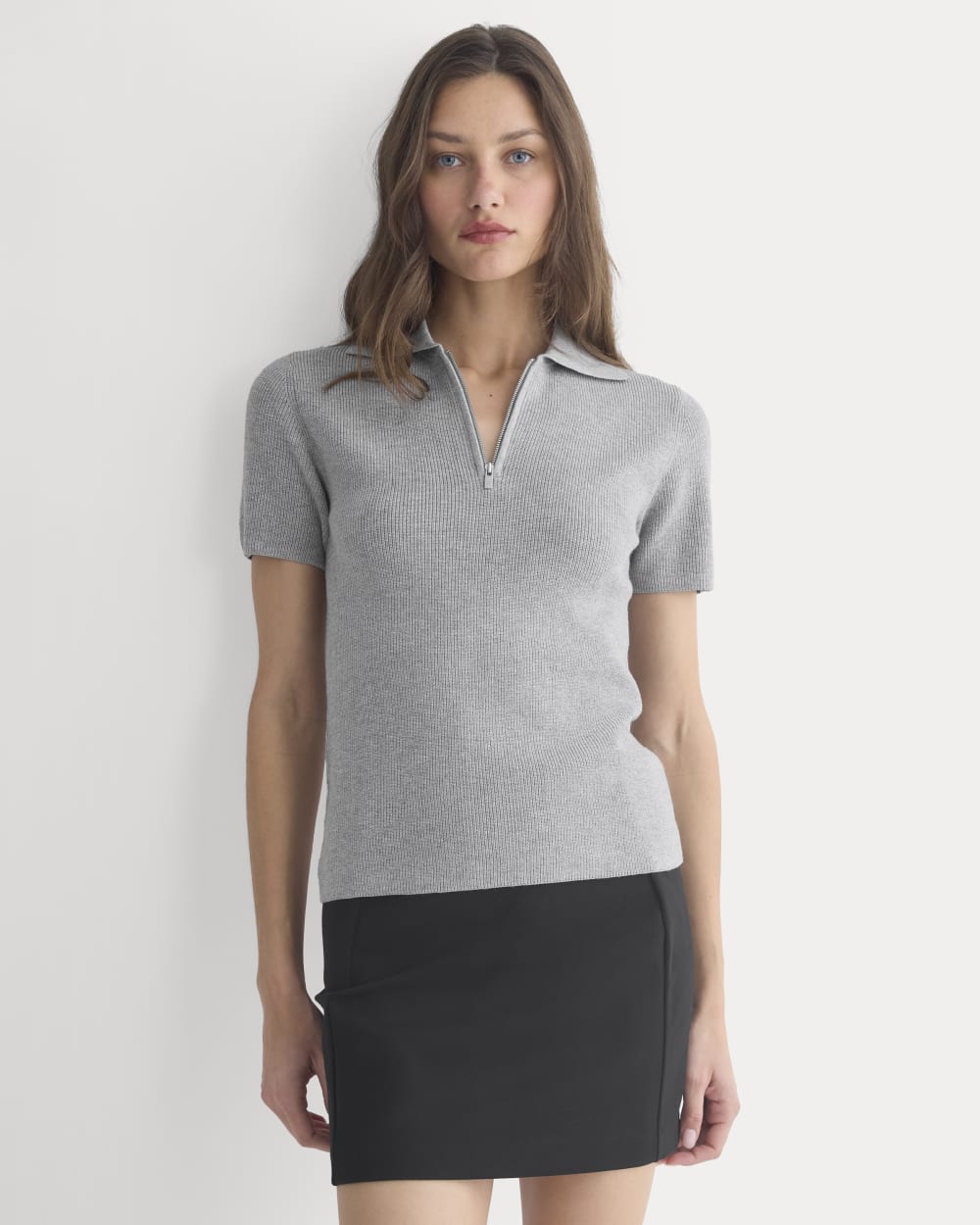 womens-knit-quarter-zip-polo-light-heathered-grey | primary