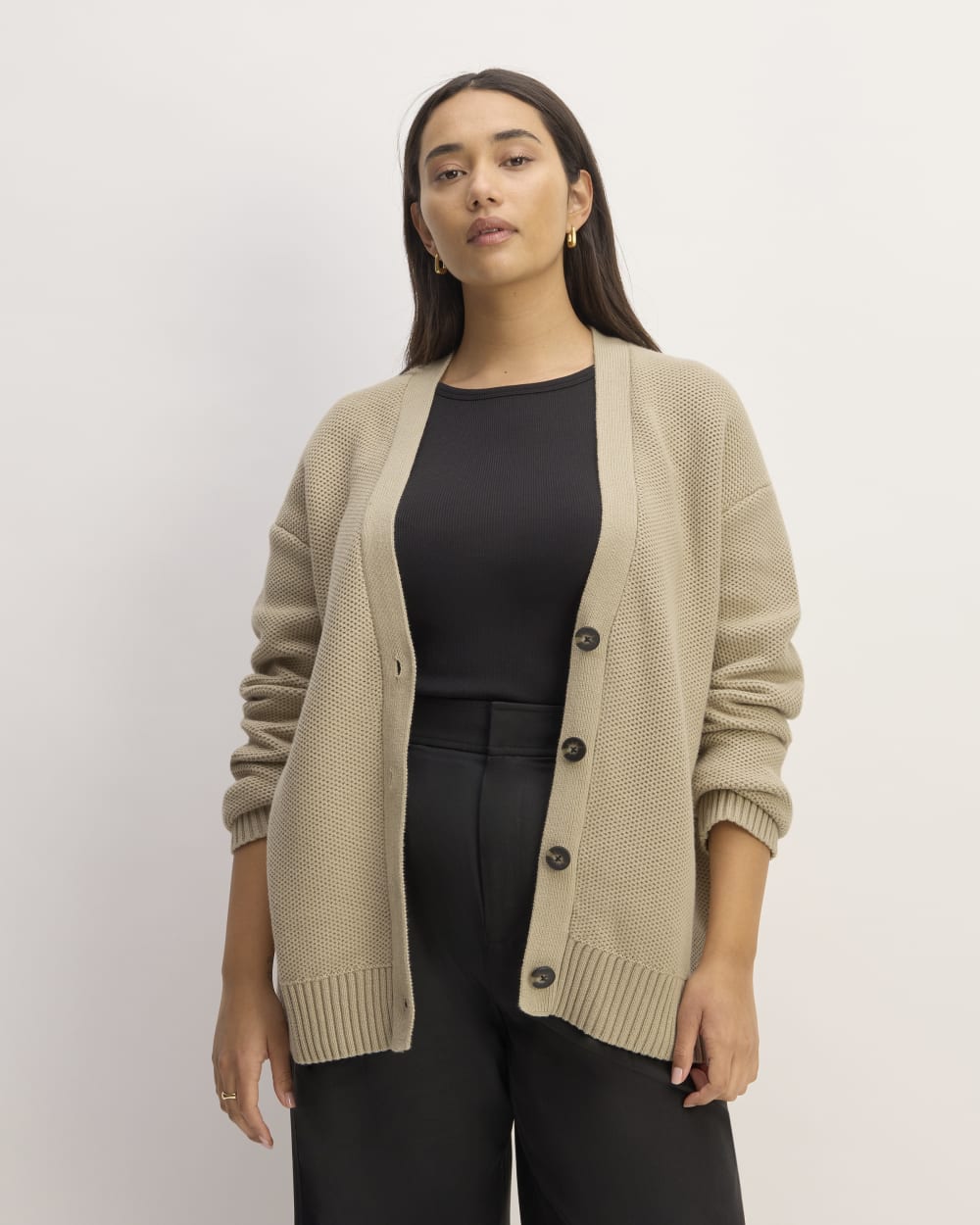 The Cotton Honeycomb Cardigan | Trench Coat Khaki – Everlane