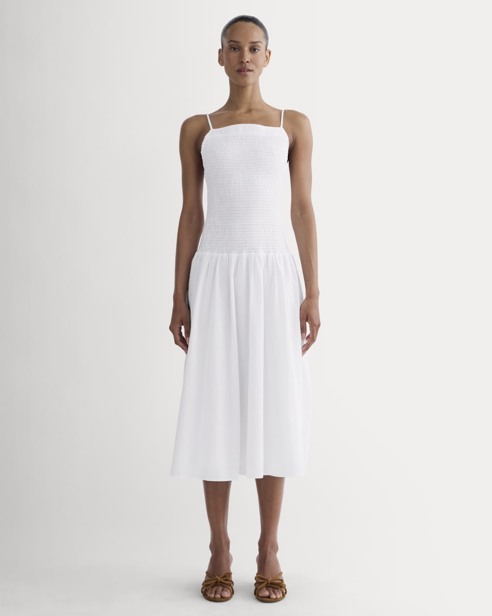 Everlane Gauze Open-Back Dress In White, Size Large, Cotton Everlane Gauze Open-Back Dress In White, Size Large, Cotton
