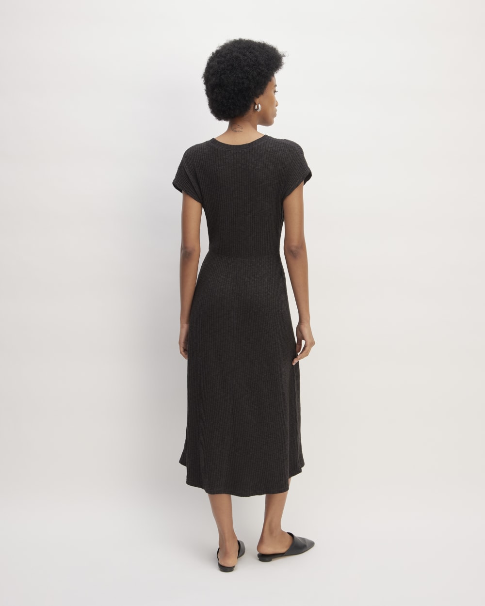 womens-rib-knit-cap-sleeve-midi-dress-black
