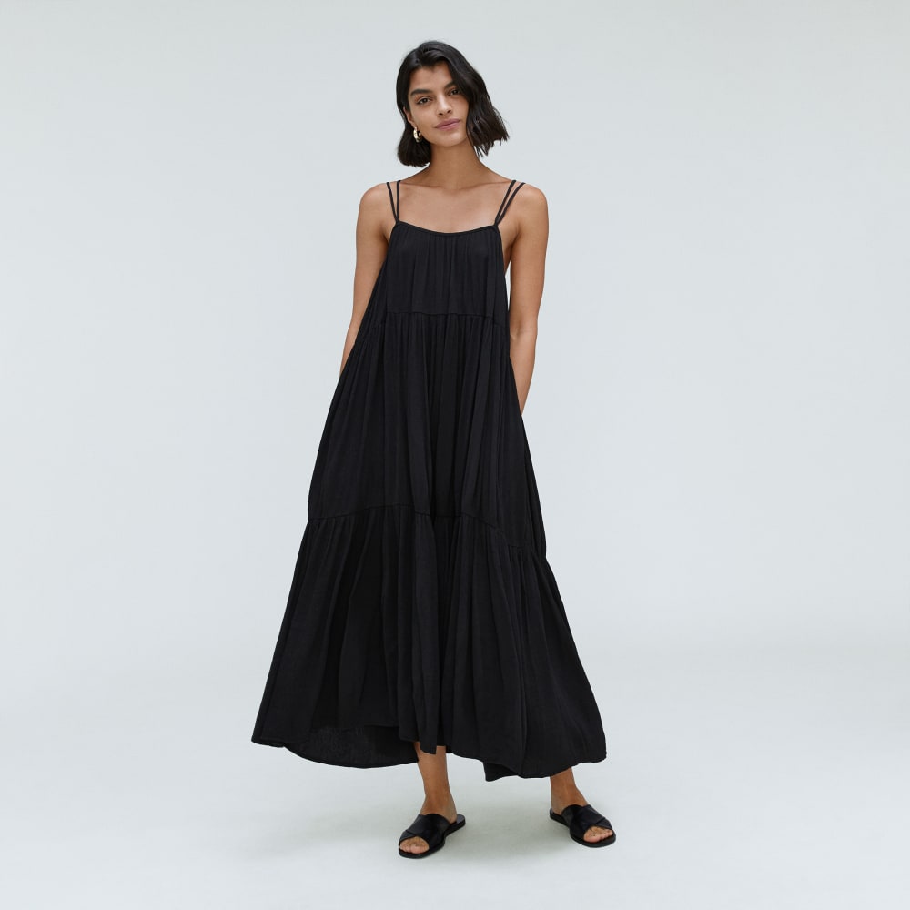 The Naia Ripple Tiered Maxi Dress | Black Everlane The Naia Ripple Tiered Maxi Dress | Black Everlane