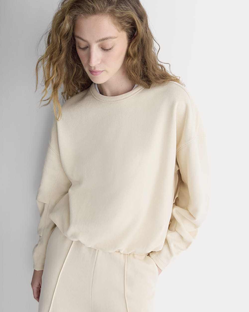 womens-light-terry-bubble-sweatshirt-parchment | primary