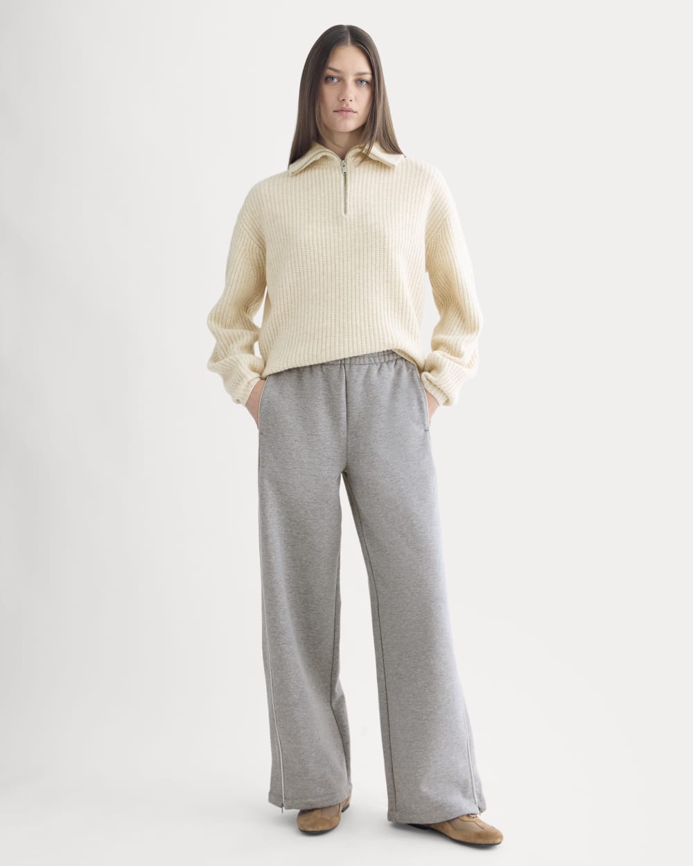 womens-luxe-fleece-track-pant-vintage-heather-grey | primary