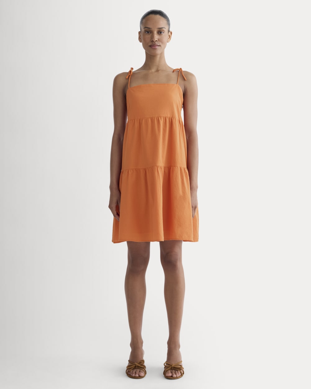 orange tiered dress The Gauze Mini Tiered Dress