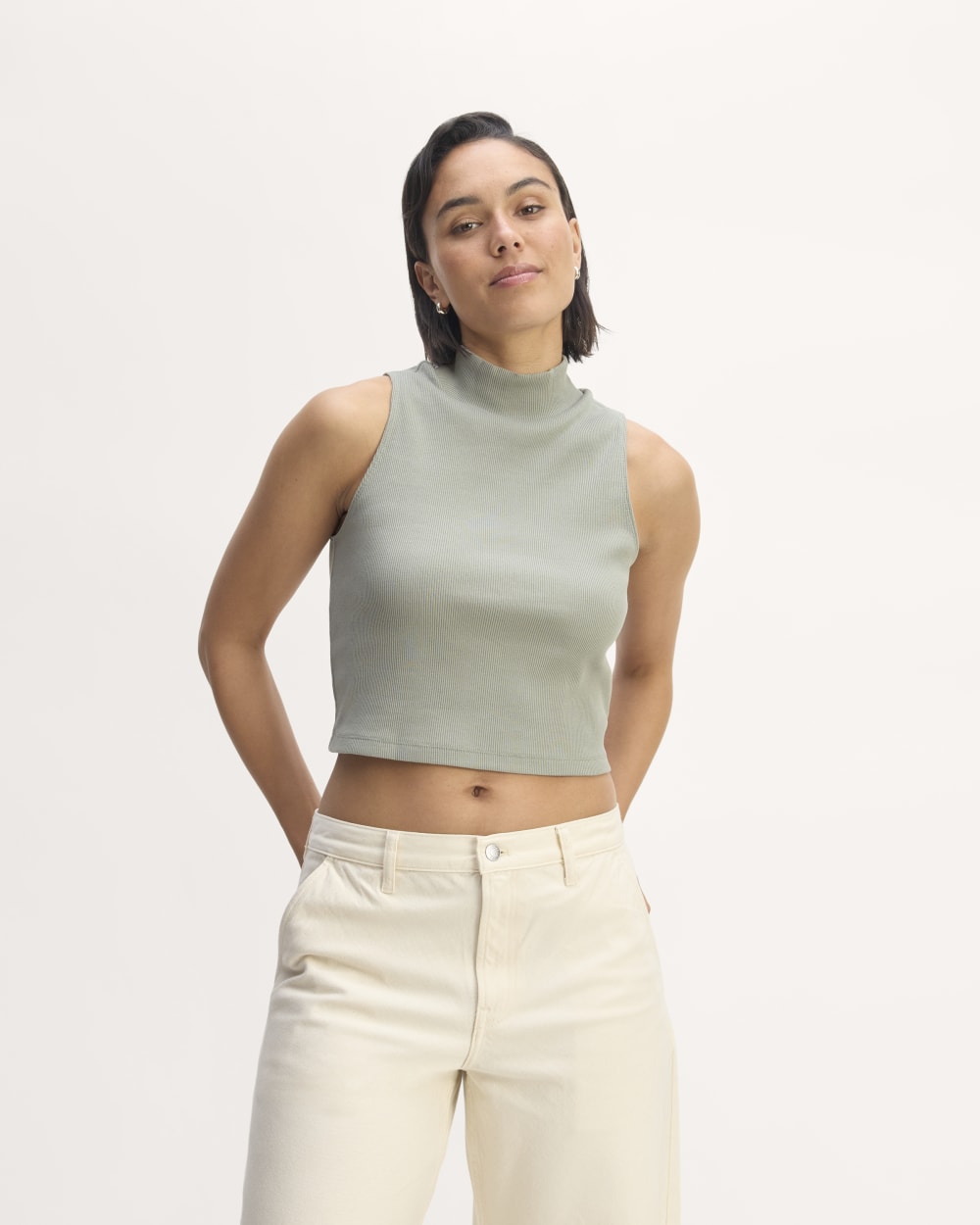 The Ribbed Mockneck Tank Sage Green – Everlane