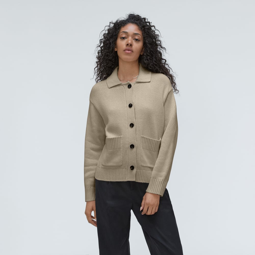 The Cotton Chore Sweater Jacket | Trench Coat Khaki – Everlane