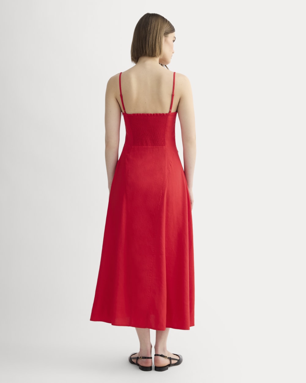 womens-seamed-dress-stretch-linen-classic-red