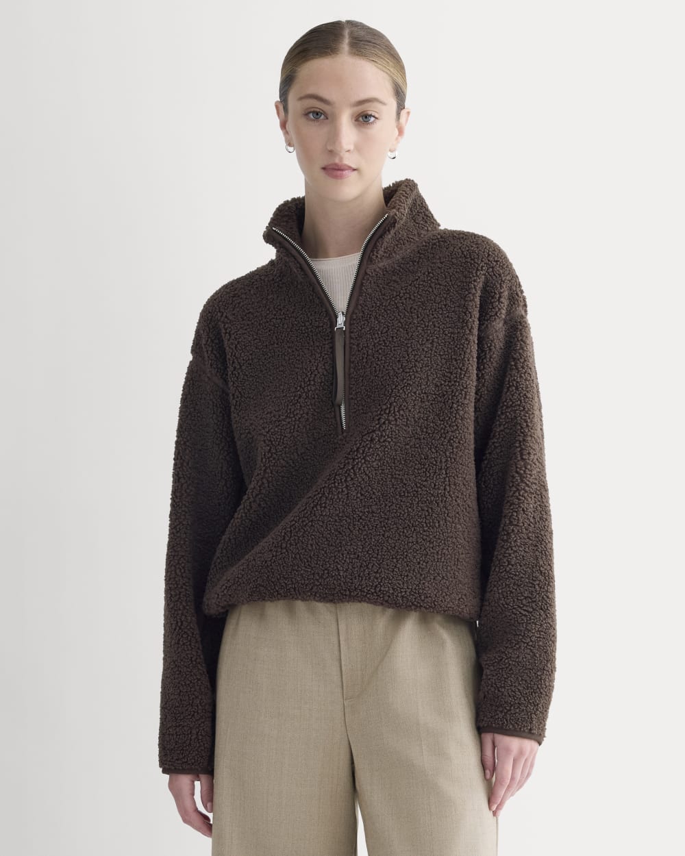 Reversible Teddy Half-Zip Pullover | Coffee Bean – Everlane