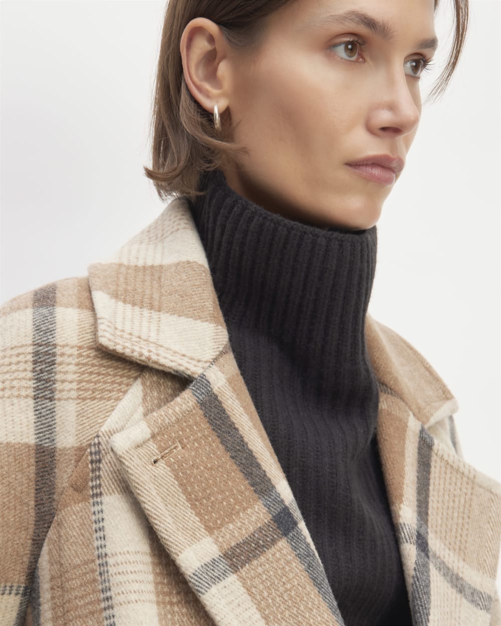 womens-italian-rewool-long-peacoat-charcoal-cornstalk-toasted-coconut | alt