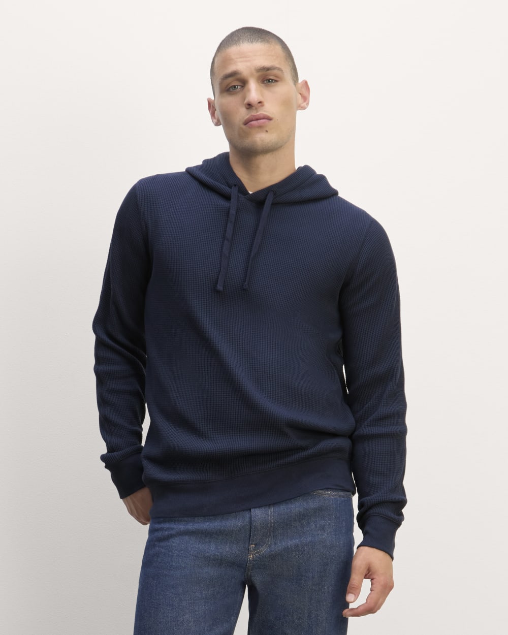 The Waffle-Knit Hoodie | Navy – Everlane