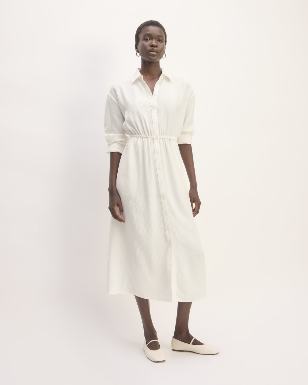 The Mini Jacquard Stripe Shirt Dress