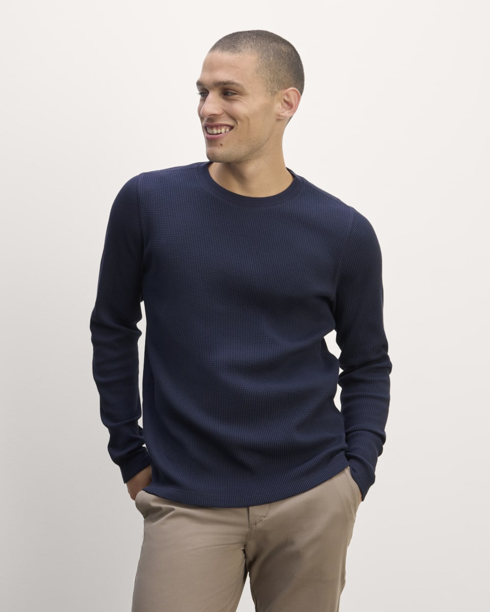 The Waffle Long-Sleeve Crew Navy – Everlane - Main Image