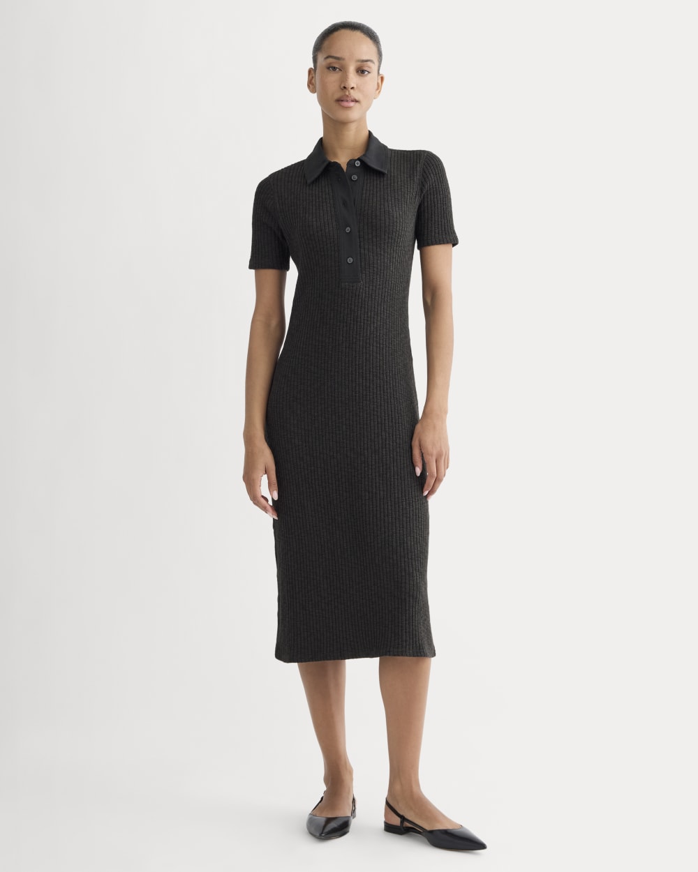 The Cozy Rib Polo Dress | Black The Cozy Rib Polo Dress | Black