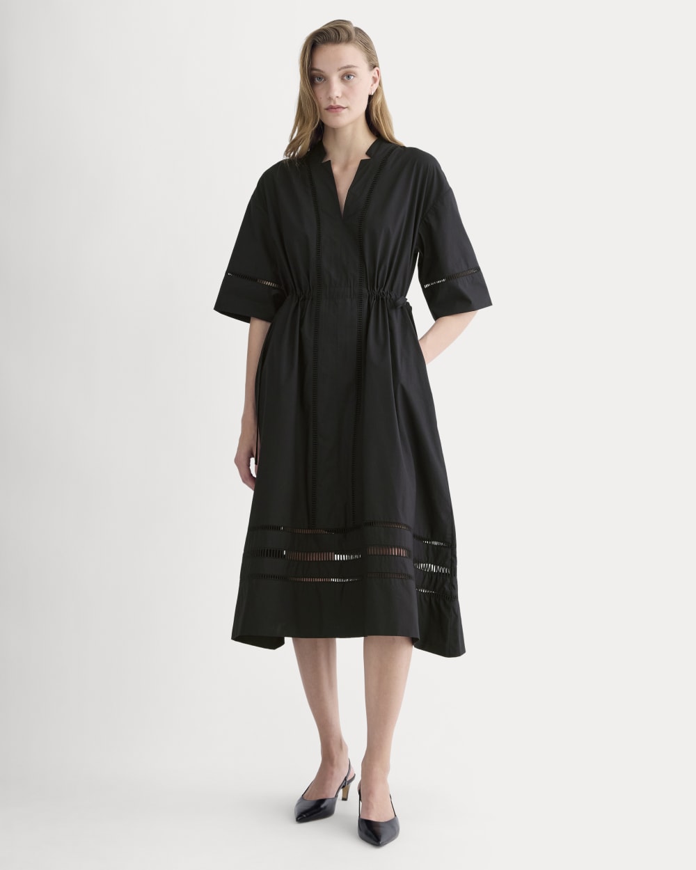The Lace Trim Caftan Dress | Black Everlane The Lace Trim Caftan Dress | Black Everlane
