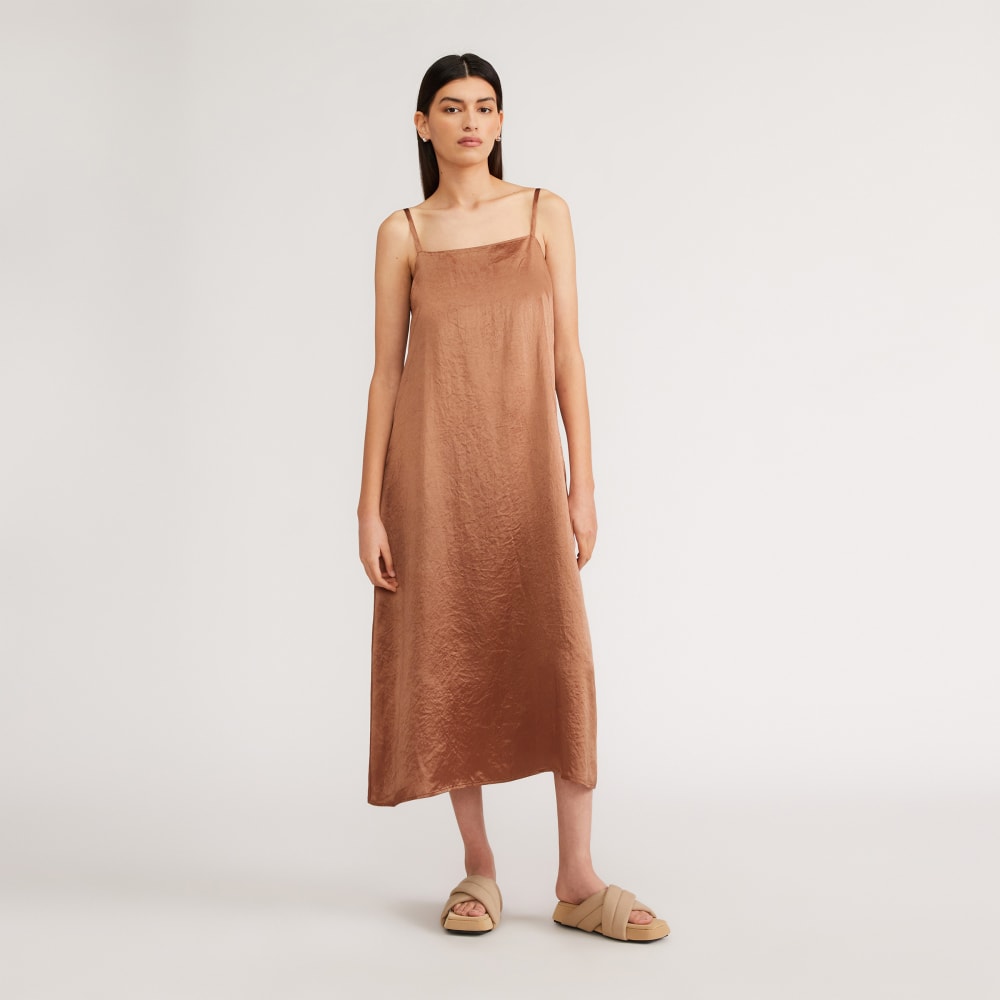 The Satin Square-Neck Slip Dress | Carob Brown Everlane The Satin Square-Neck Slip Dress | Carob Brown Everlane