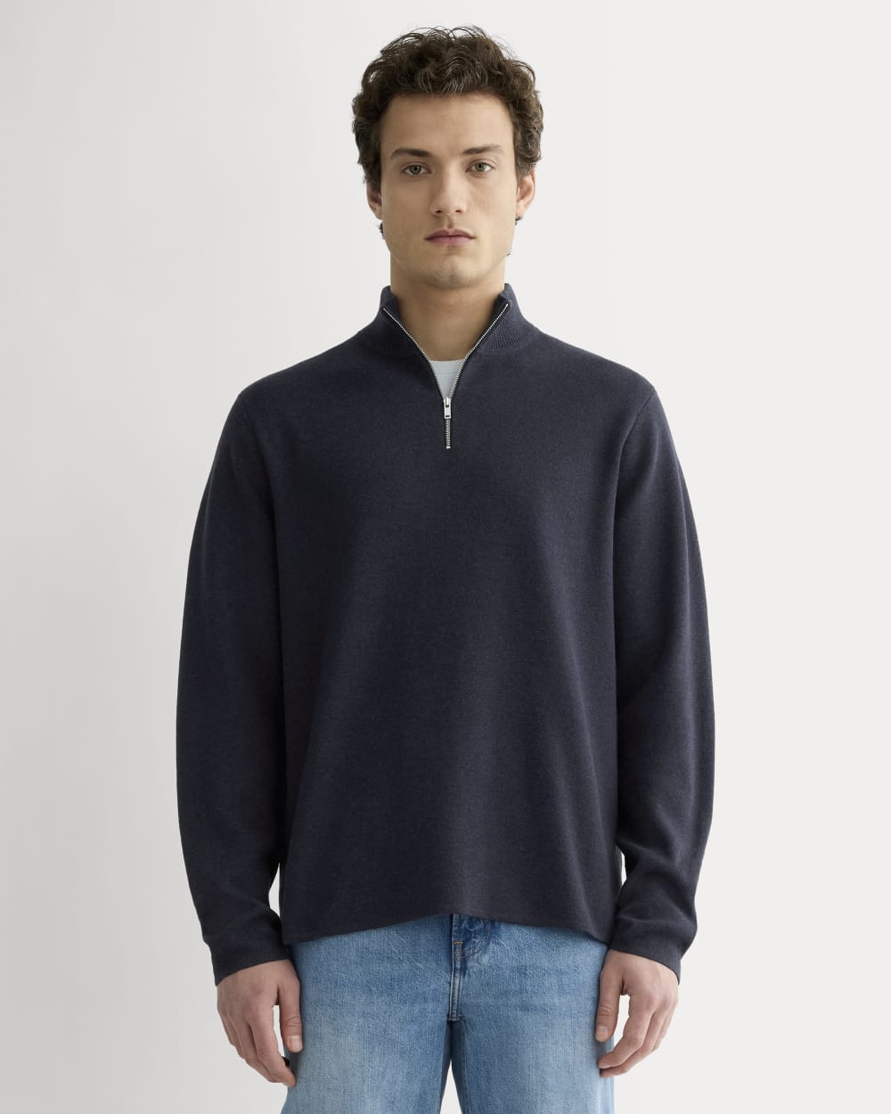 The No-Sweat Quarter-Zip | Heathered Midnight – Everlane