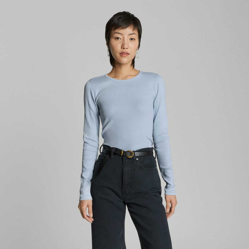 The Pima Micro-Rib Long-Sleeve Crew | Mist – Everlane