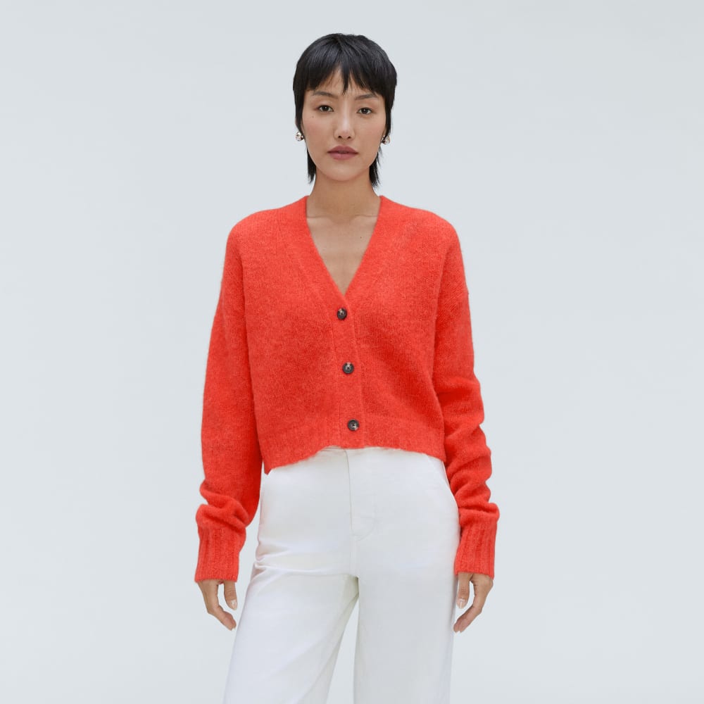The Alpaca V-Neck Cropped Cardigan | Red Orange – Everlane