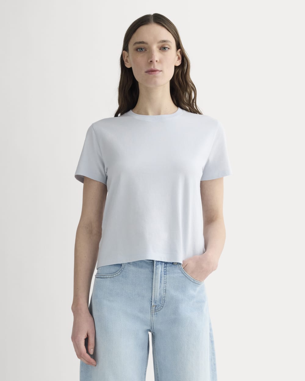 The Box-Cut Tee in Essential Cotton | Air Blue | No Pocket – Everlane