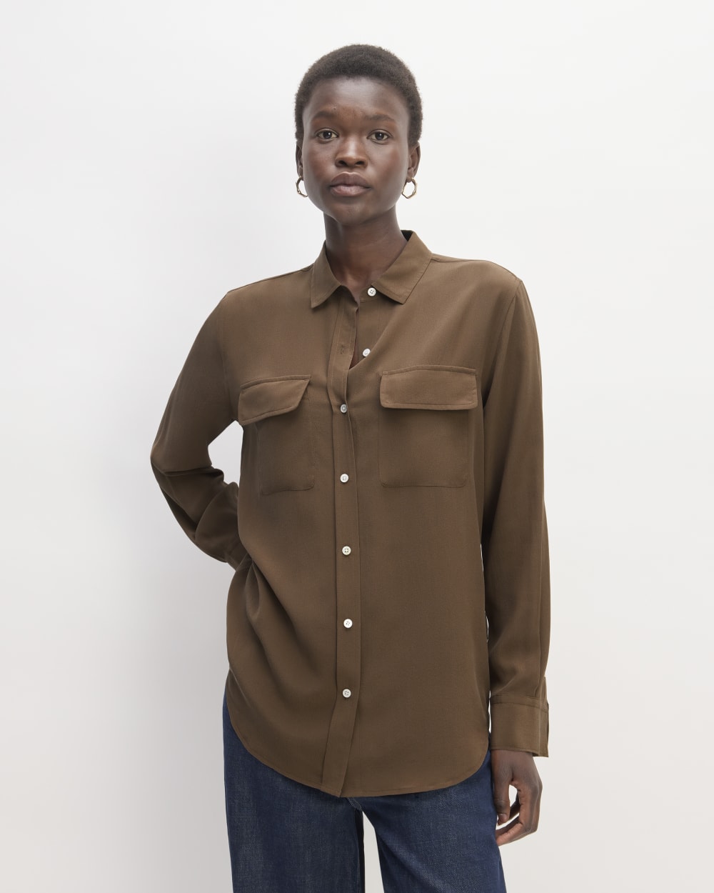 womens-clean-silk-pocket-relaxed-shirt-cocoa | primary