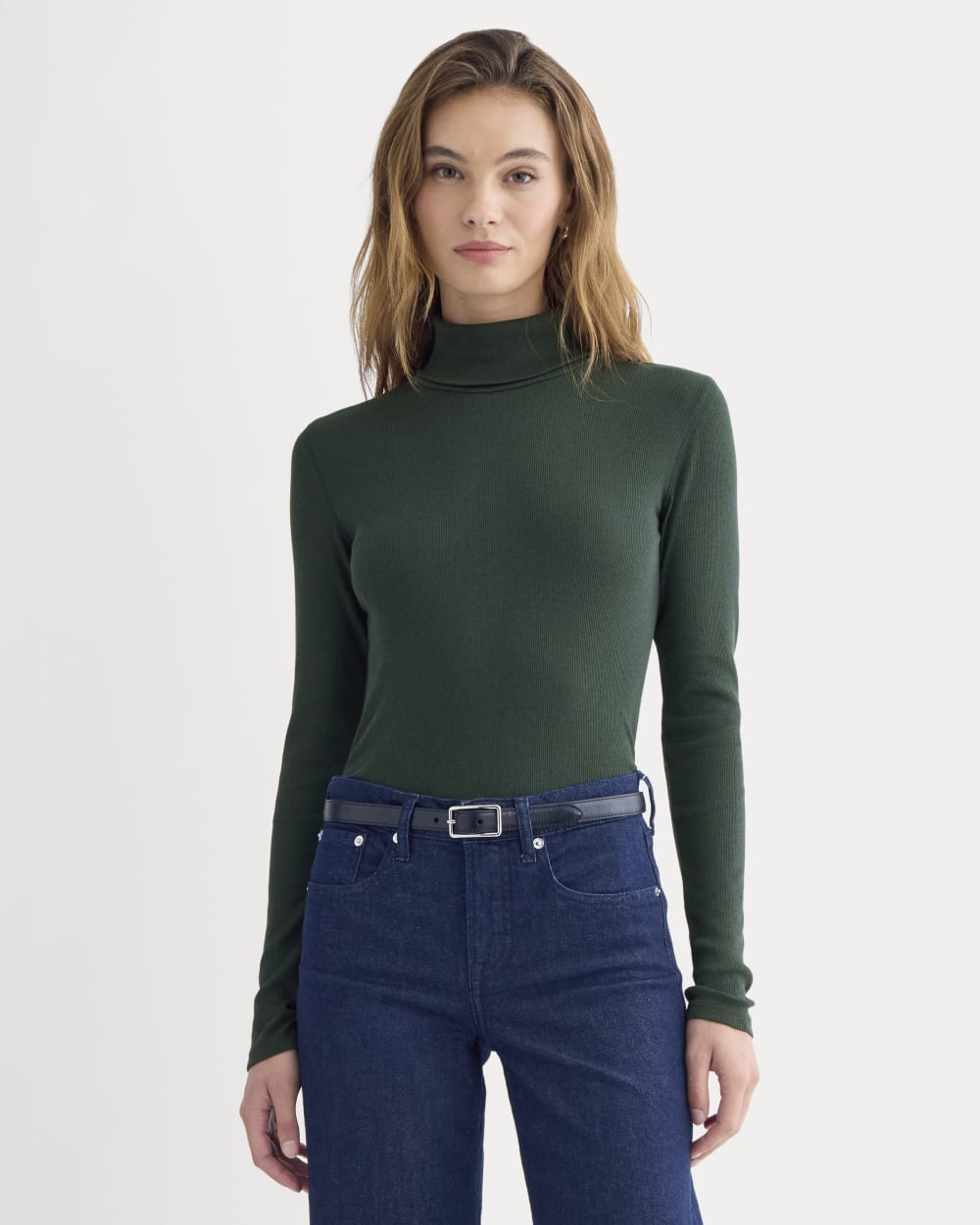 The Luxe Rib Turtleneck | Heathered Dark Sea – Everlane