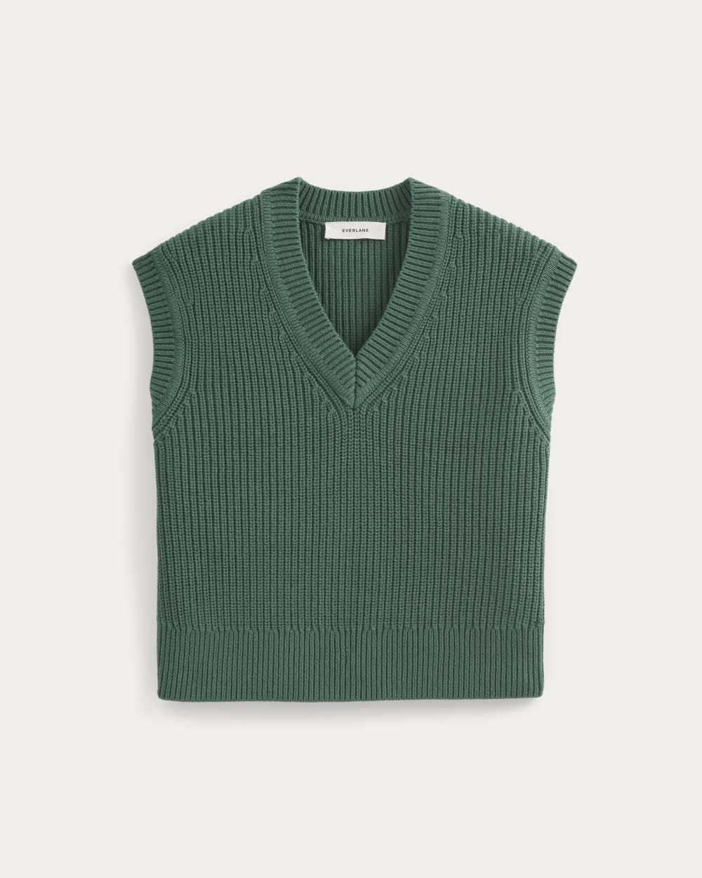womens-ribbed-v-neck-vest-cotton-hunter-green | alt