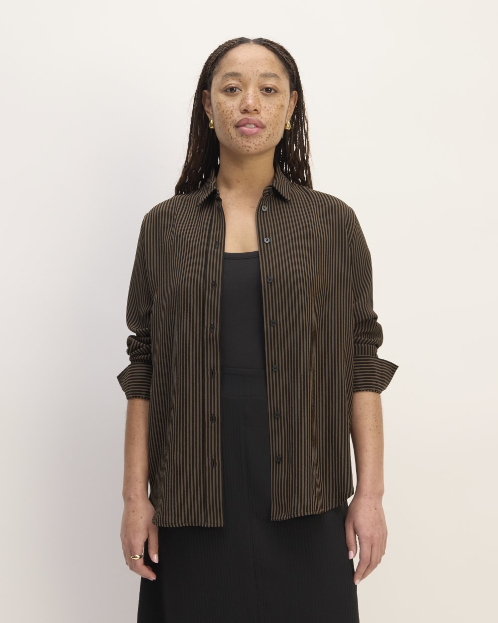The City Stripe Relaxed Shirt | Cocoa / Black – Everlane