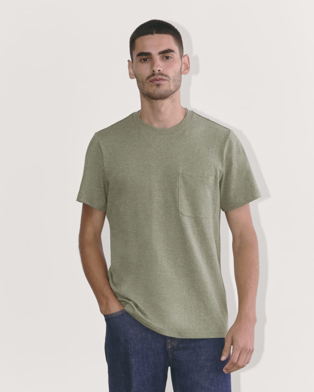 mens-premium-weight-pocket-tee-heather-sage-green | primary