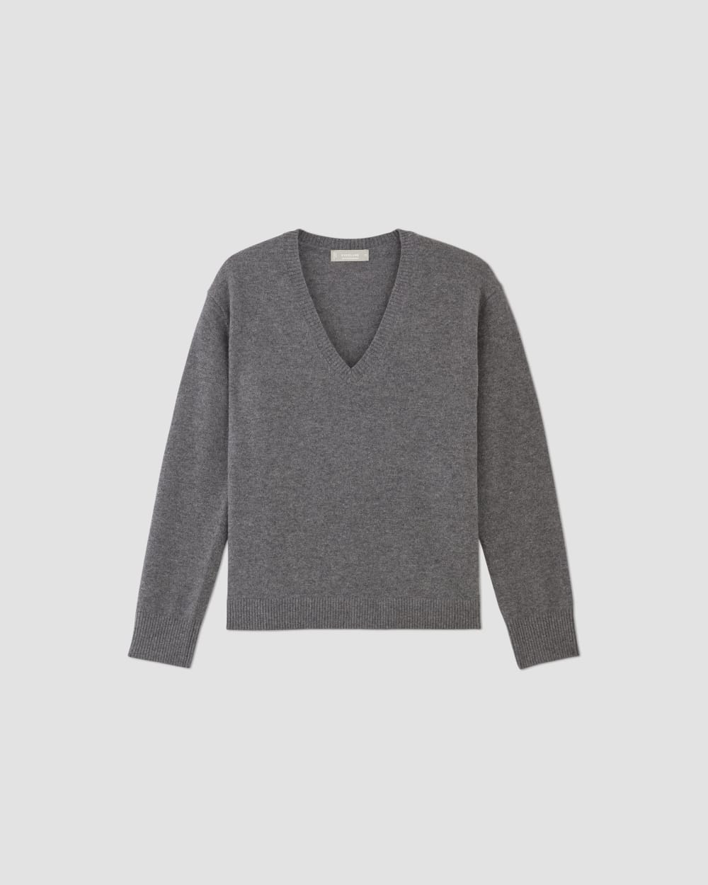 womens-cashmere-relaxed-v-neck-heather-charcoal | alt