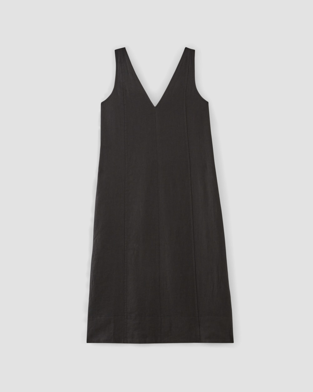 womens-linen-v-neck-midi-dress-black | alt