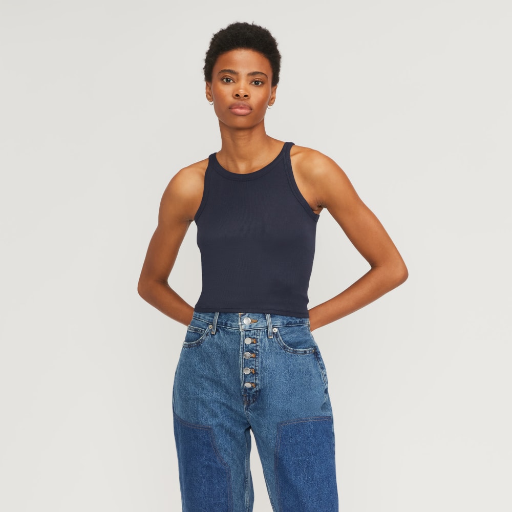 womens-cropped-supima-rib-tank-navy | primary