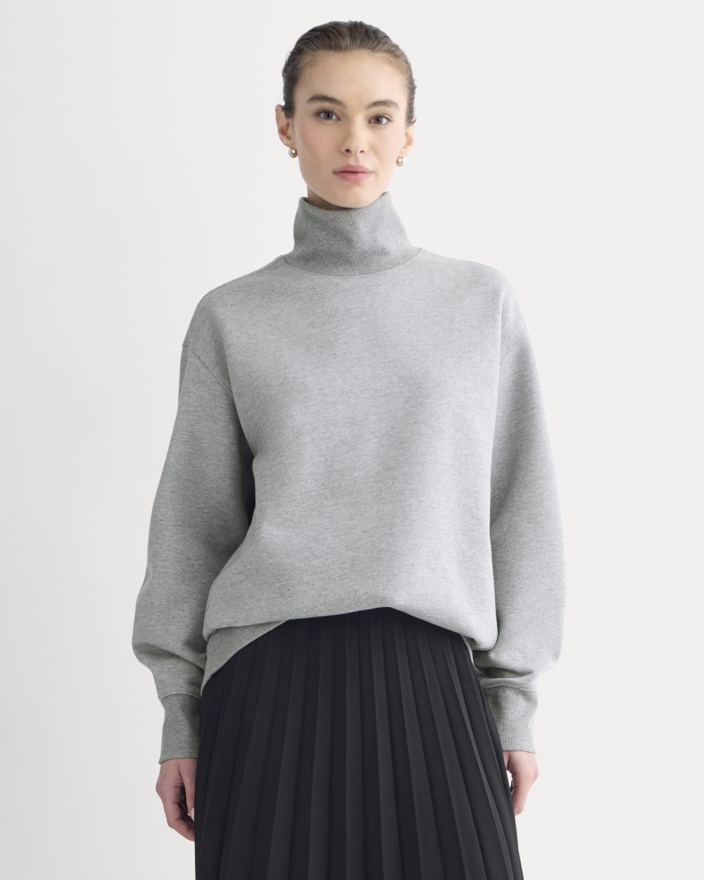 womens-luxe-fleece-turtleneck-vintage-heather-grey | primary