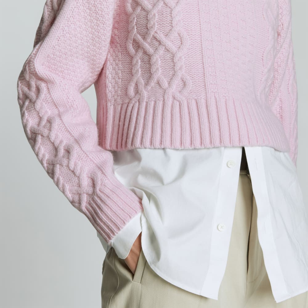 womens-felted-merino-cropped-cable-sweater-light-lilac