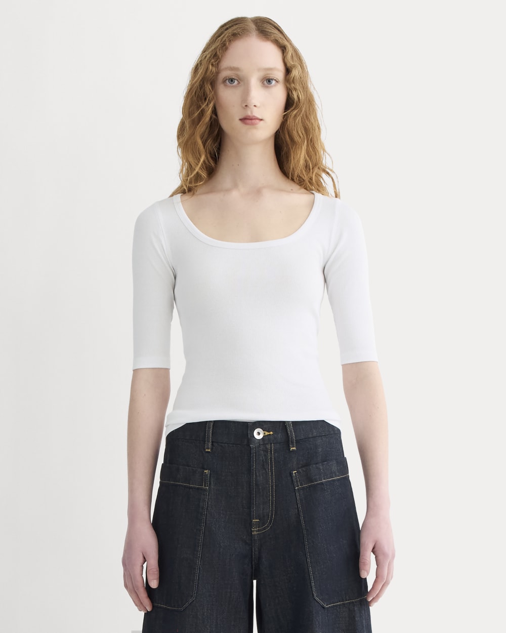womens-supima-micro-rib-scoop-neck-tee-white | primary