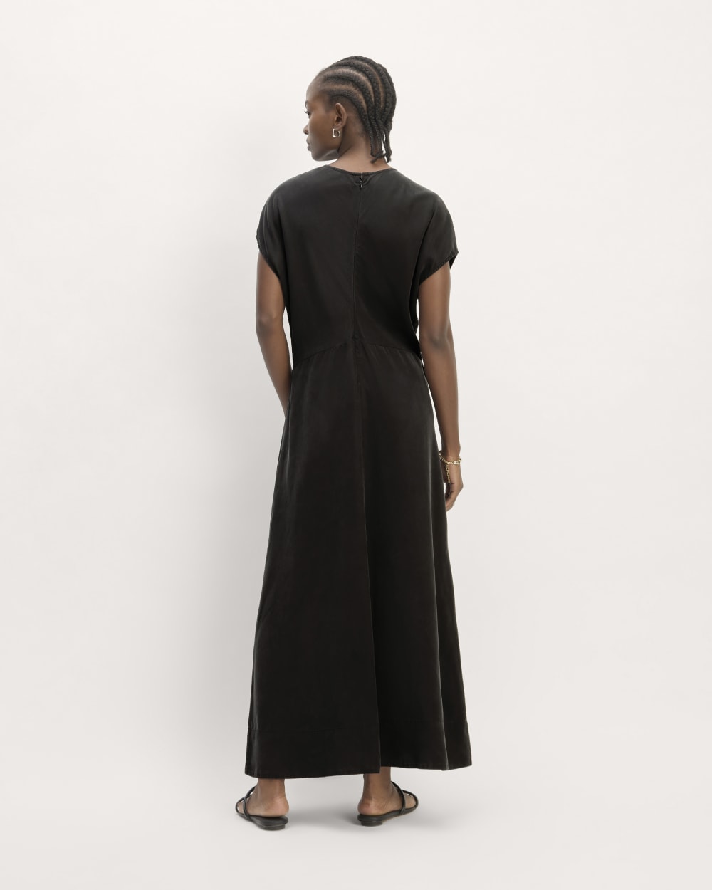womens-tencel-short-sleeve-midi-dress-black