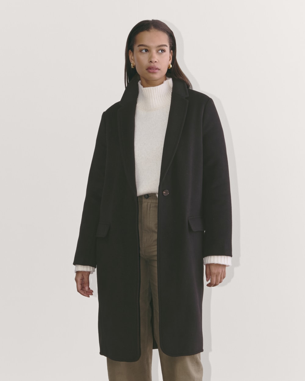 Norwegian Wool Black Wool Trench Womens The Topcoat In Wool Black
