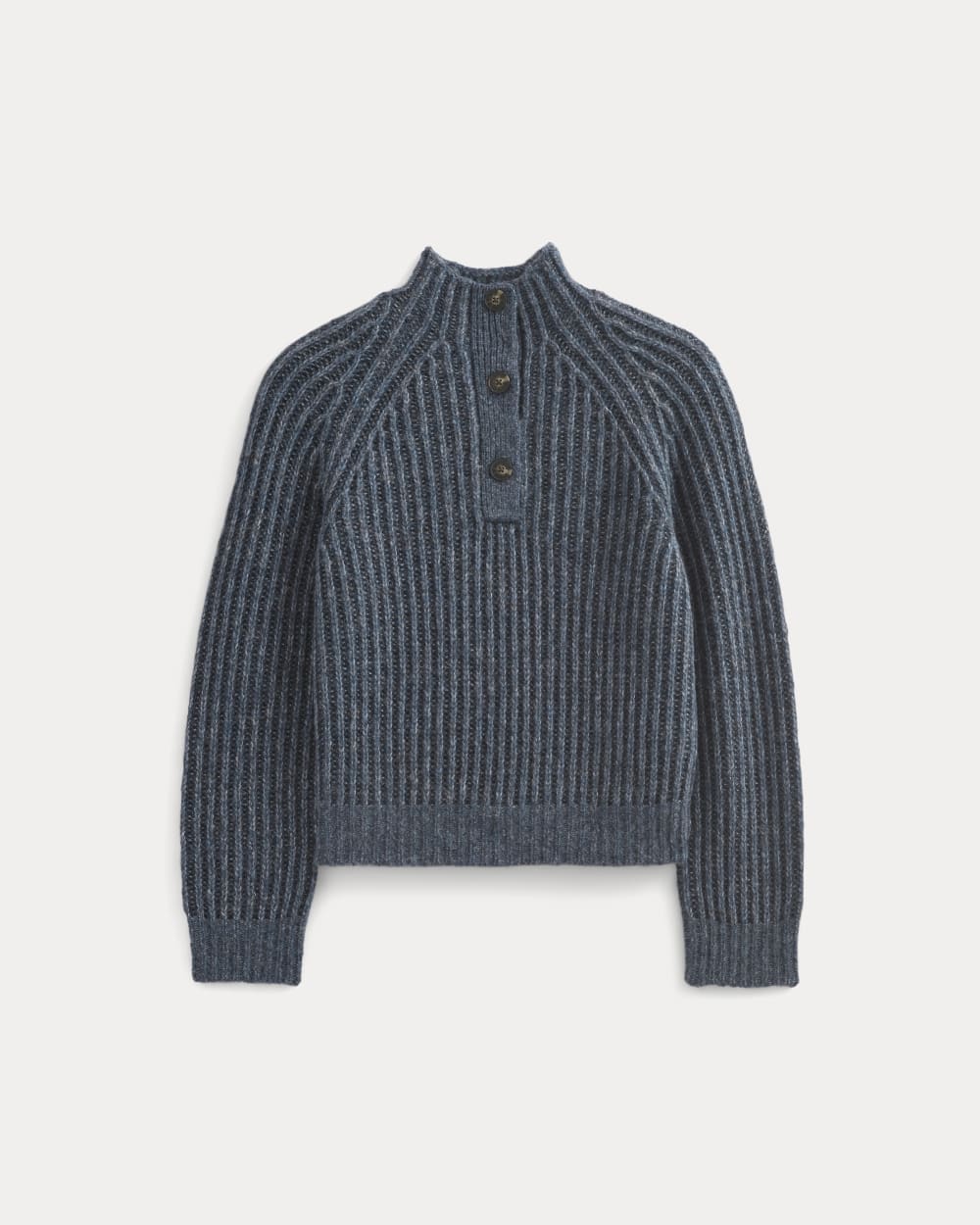 womens-mixed-ribbed-henley-sweater-indigo | alt